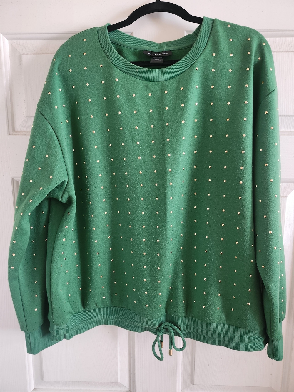 Avenue Sparkle-Stone Green Crewneck Sweat Shirt w/ drawstring & matching Joggers